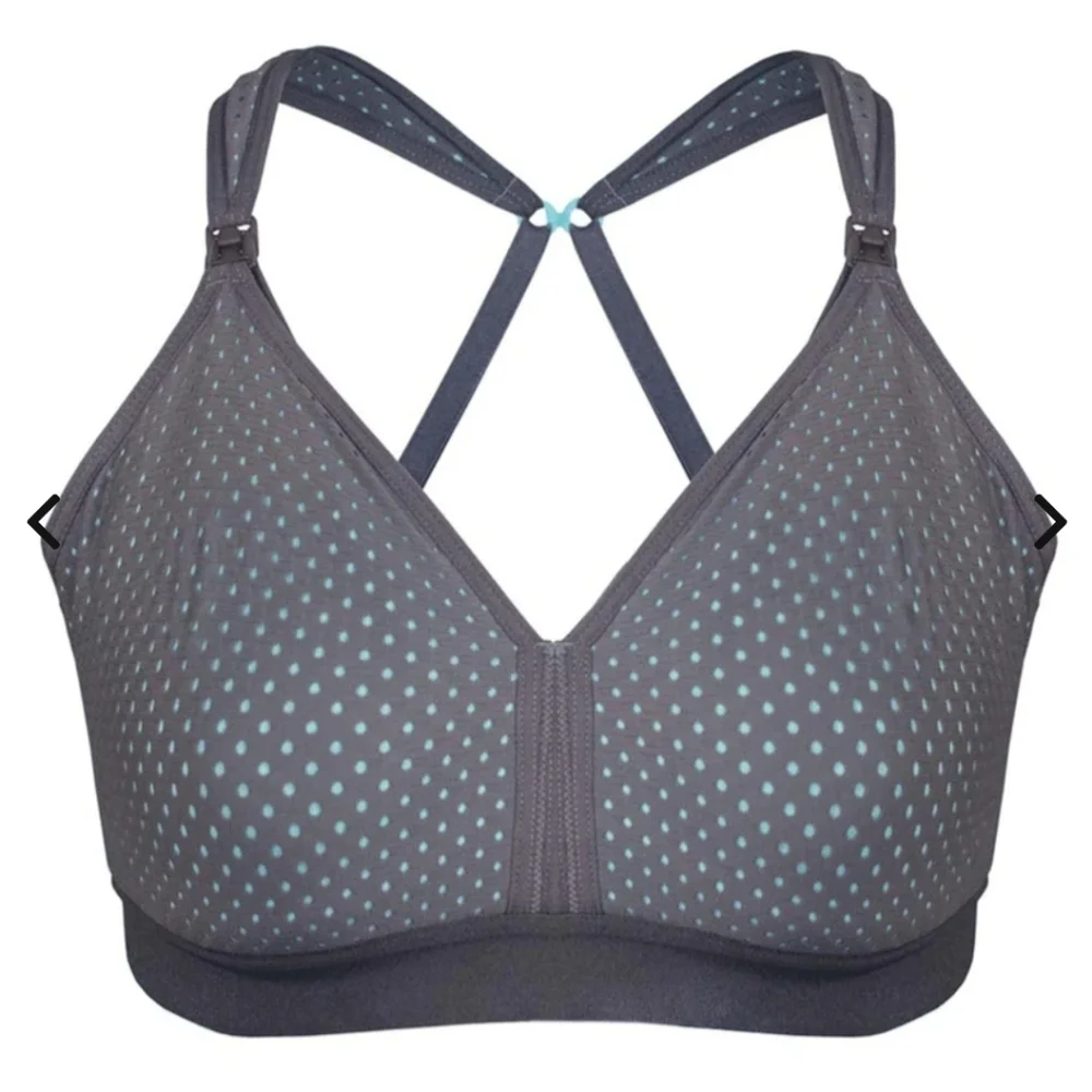 Belabumbum Sporty Mesh Nursing Bra in Gray/Aqua Size M